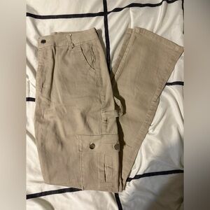 Beige cargo pants for women